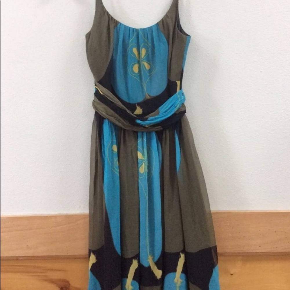 Beautiful Anna Sui Anthropolgie Silk Dress Sz 4.